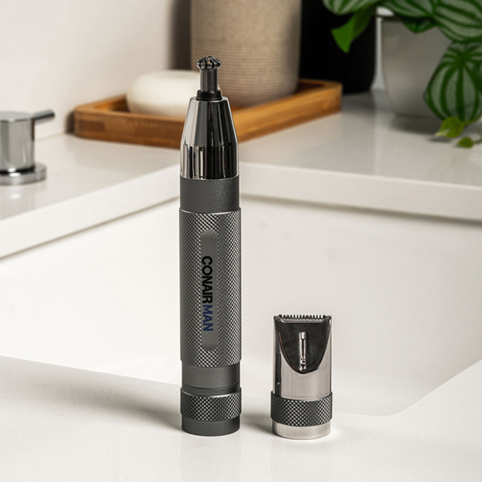 Nose, Ear & Eyebrow Trimmer on bathroom sink